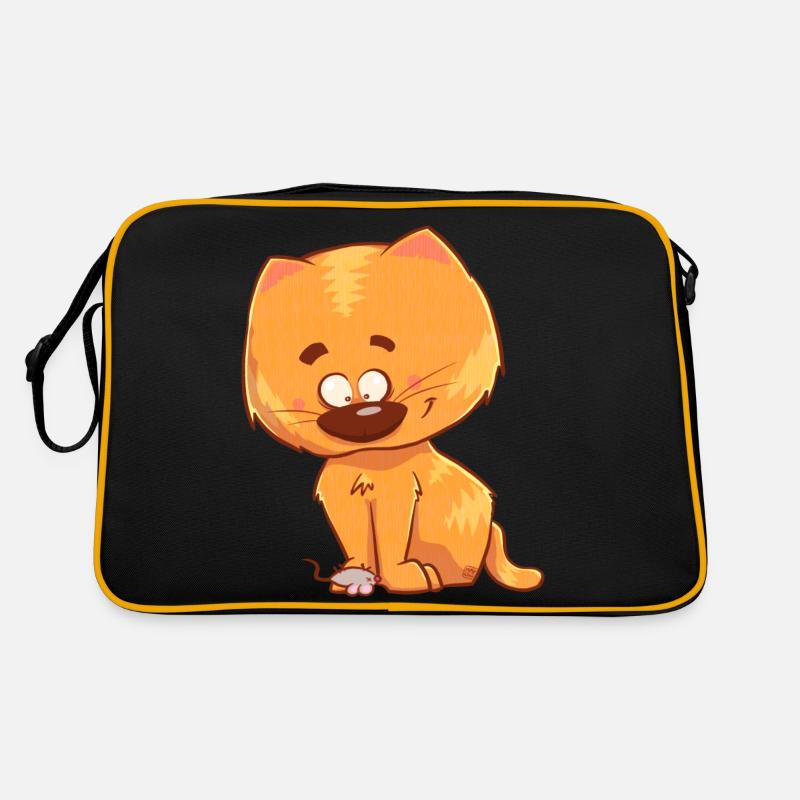 Chat, orange et mignon - Sac Retro - noir/or