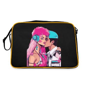 Anime-Liebe ist grenzenlos - Retro Tasche - Schwarz/Gold - Hinten