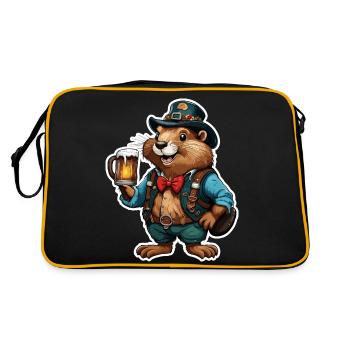 Lederhosen / Animal / Traditional costume / Tradition / Beaver - Retro Bag - black/gold - Back