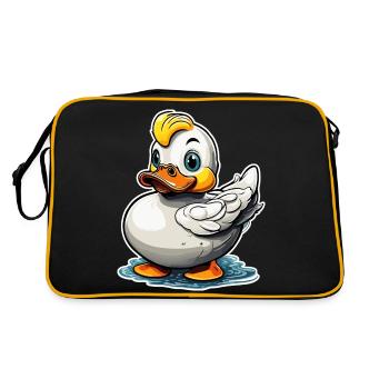 Gummiente / Badeente / Wasser / Badewanne - Retro Tasche - Schwarz/Gold - Hinten
