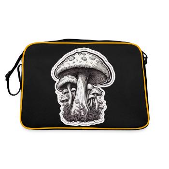 Mushroom / Mushroom / Meadow / Forest / Goa / Psy - Retro Bag - black/gold - Back