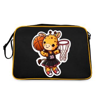 Baby giraffe throwing basket - Retro Bag - black/gold - Back