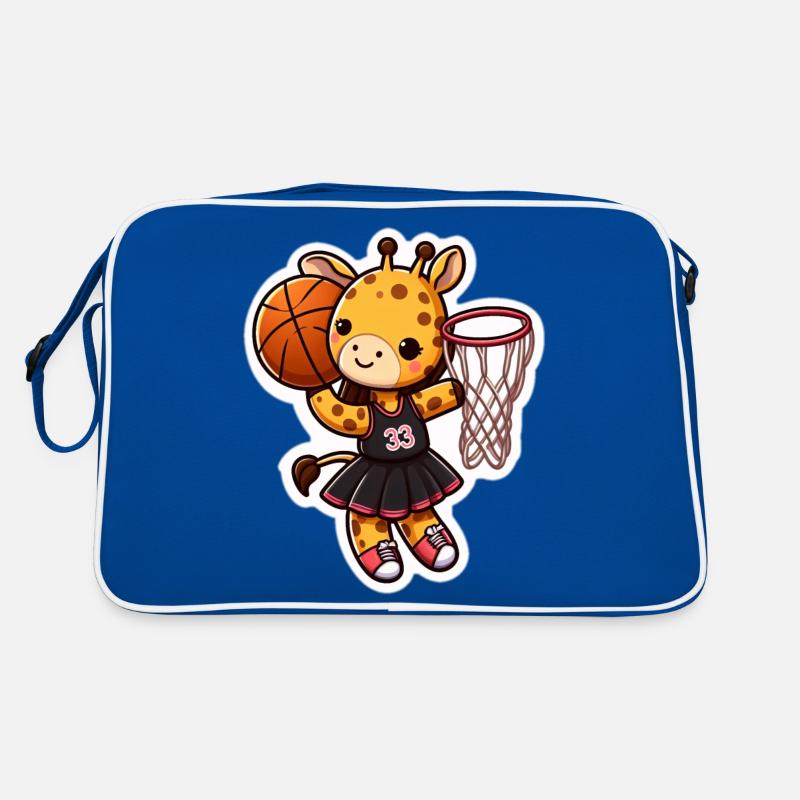 Baby Giraffe beim Korbwurf Retro Tasche