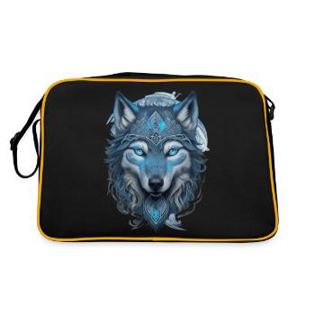 Wolf mit keltischen Mustern - Retro Tasche - Schwarz/Gold - Hinten