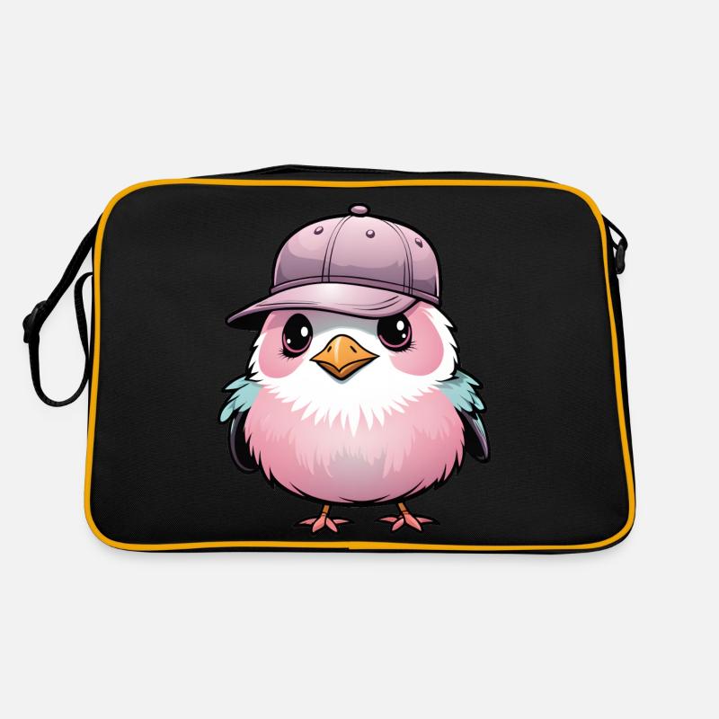 Süßer rosa Vogel mit Baseball Cap Retro Tasche