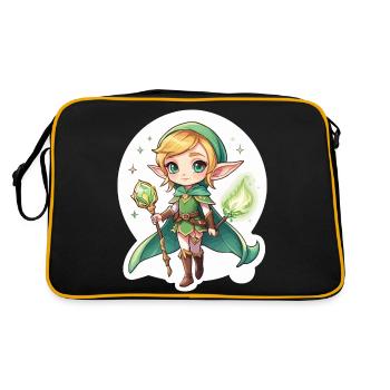 Elf fantasy illustration - Retro Bag - black/gold - Back