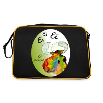 Ei Ei Ei Regenbogenei - Retro Tasche - Schwarz/Gold - Hinten