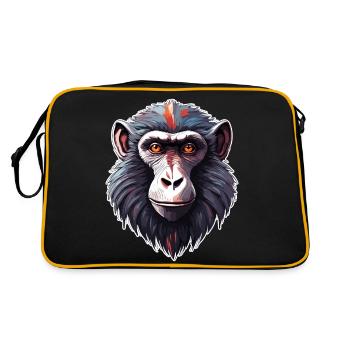 Affe / Tier / Zoo / Babian / Wild / Comic - Retro Tasche - Schwarz/Gold - Hinten