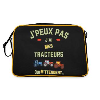 I can't, I've got my tractors waiting for me - Retro Bag - black/gold - Back