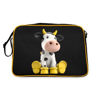 Funny cow with rubber boots - Retro Bag - black/gold - Back