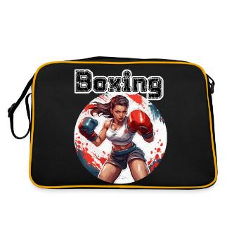 Boxer / Sports / Fight / Arena / Boxing Ring / Fists - Retro Bag - black/gold - Back
