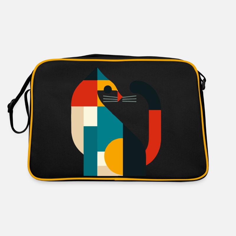 bauhaus katze - Retro Tasche - Schwarz/Gold