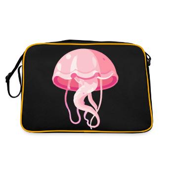 Schwebende Qualle im Meer - Retro Tasche - Schwarz/Gold - Hinten