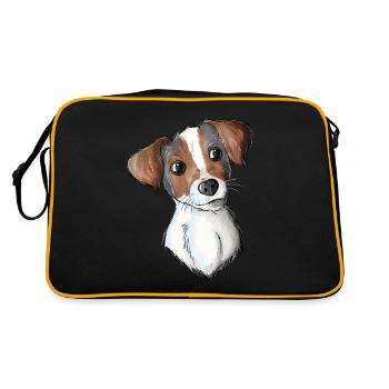 Jack Russell Pattern - Retro Tasche - Schwarz/Gold - Hinten