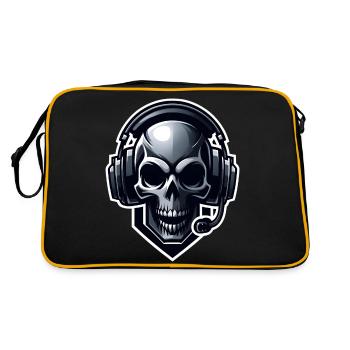 Crâne avec casque de jeu - Sac Retro - noir/or - Dos