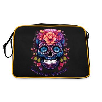 Mexican Skull Dia de los Muertos - Retro Tasche - Schwarz/Gold - Hinten