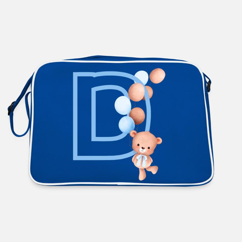 Blauer Buchstabe D Bär Retro Tasche