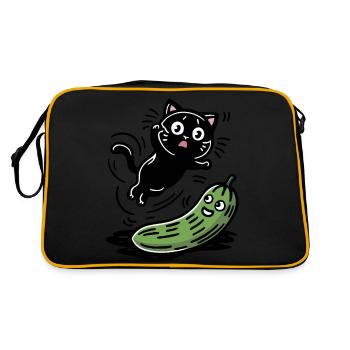 Chat effrayé et concombre - Sac Retro - noir/or - Dos