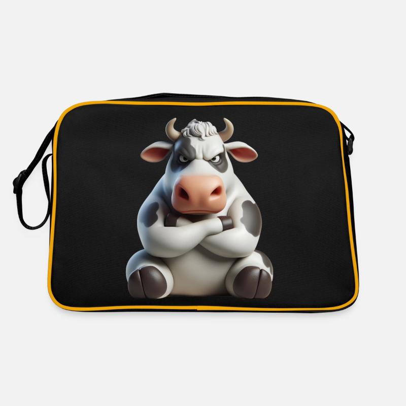 Kuh grimmig 1 Retro Tasche