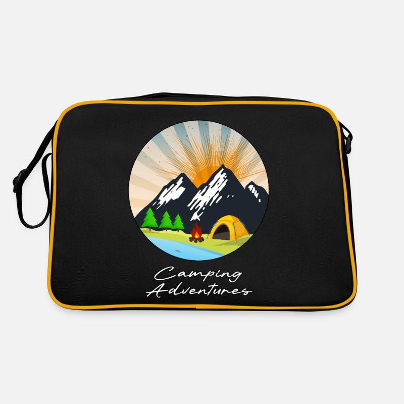 Camping-Abenteuer - Retro Tasche - Schwarz/Gold