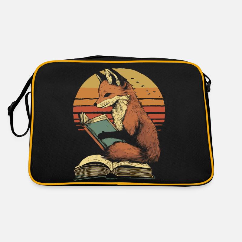 Fuchs liest Bücher Retro Tasche