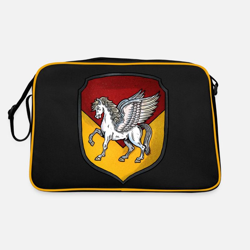 Wappen silber Pegasus Retro Tasche