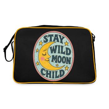 Bleib wild, Mondkind - Retro Tasche - Schwarz/Gold - Hinten