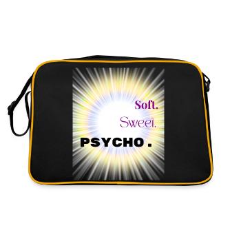 Weiches süßes Psycho-Shirt – Y2K Baddie Ästhetik - Retro Tasche - Schwarz/Gold - Hinten