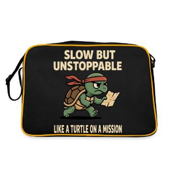 Slow but unstoppable Like a turtle on a mission - Retro Bag - black/gold - Back