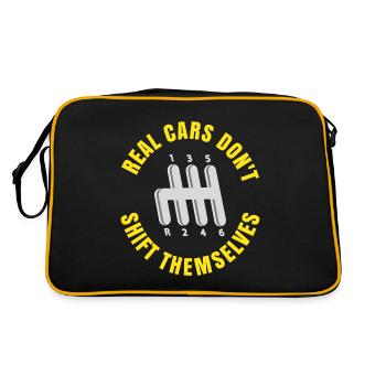 Echte Autos schalten nicht von selbst - Retro Tasche - Schwarz/Gold - Hinten