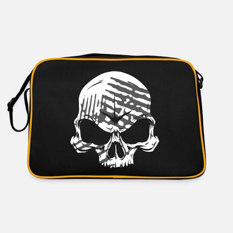 Skull - Retro Tasche - Schwarz/Gold
