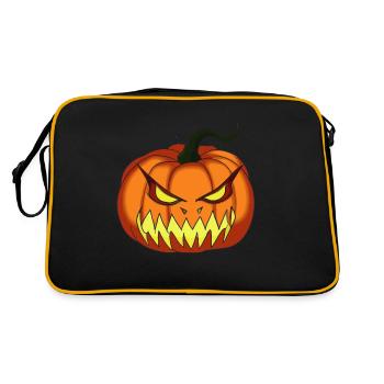 Pumpkin face with shining eyes Halloween - Retro Bag - black/gold - Back
