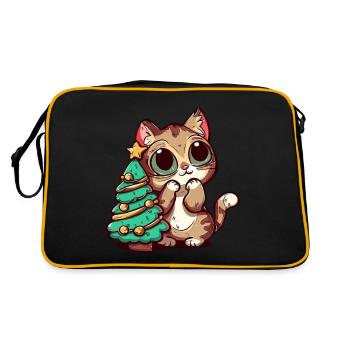 Chat de Noël surpris: magie du sapin de Noël - Sac Retro - noir/or - Dos