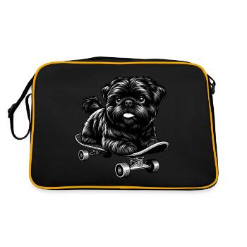 Caniche Skateboarder, Chien Noir et Blanc - Sac Retro - noir/or - Dos