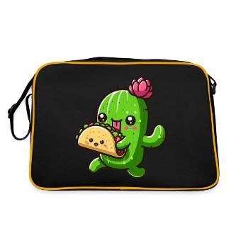 Conception de bande dessinée de tacos de cactus mignon - Sac Retro - noir/or - Dos
