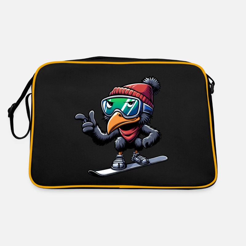 Emu Snowboarder Winterabenteuer Retro Tasche