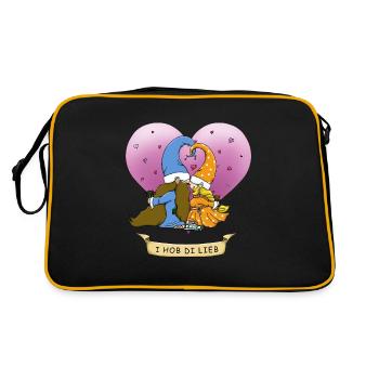 Dwarfs Couple for Lovers - Bavarian - Retro Bag - black/gold - Back