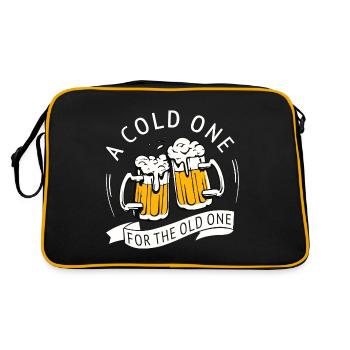 a cold one for the old one Bier Lustige Sprüche - Retro Tasche - Schwarz/Gold - Hinten