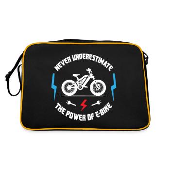 Never Underestimate The Power of E Bike - Retro Tasche - Schwarz/Gold - Hinten