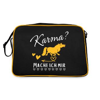 Karma? Mache ich mir - Retro Tasche - Schwarz/Gold - Hinten