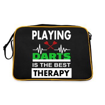 darts spielen Dartspieler Dartboard Geschenkidee - Retro Tasche - Schwarz/Gold - Hinten
