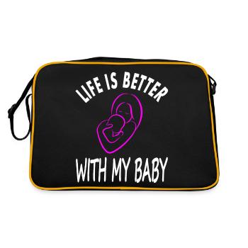 Mama und Baby on board Muttertag feiern Geschenk - Retro Tasche - Schwarz/Gold - Hinten