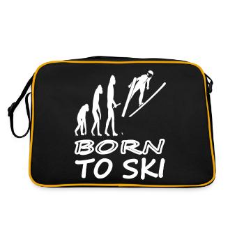 Skifahren Homo Sapien Skigebiet Skilehrer Geschenk - Retro Tasche - Schwarz/Gold - Hinten