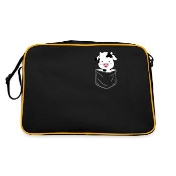 cow cows farmer farmer calf calves cattle - Retro Bag - black/gold - Back