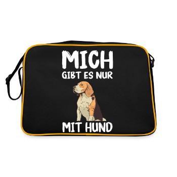 Beagle Hund - Retro Tasche - Schwarz/Gold - Hinten