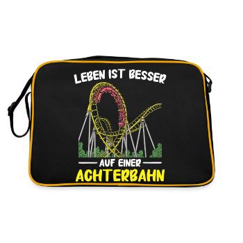 Achterbahn Freizeitpark Roller Coaster - Retro Tasche - Schwarz/Gold - Hinten