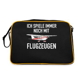 Flugzeug Planespotter Pilot Piloten Flugzeuge - Retro Tasche - Schwarz/Gold - Hinten