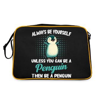 Pinguin Pinguine Tier - Retro Tasche - Schwarz/Gold - Hinten