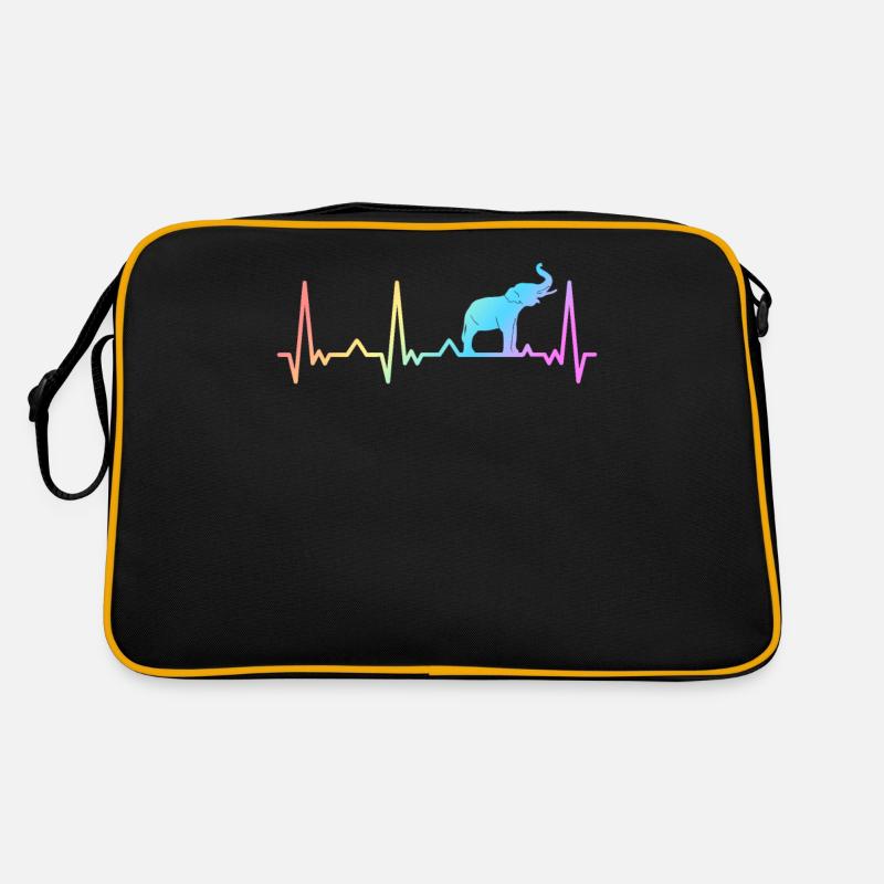 Elefant Tier Elefanten Zoo - Retro Tasche - Schwarz/Gold
