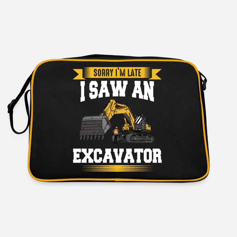 Bagger Baggerfahrer Baustelle Arbeit Retro Tasche